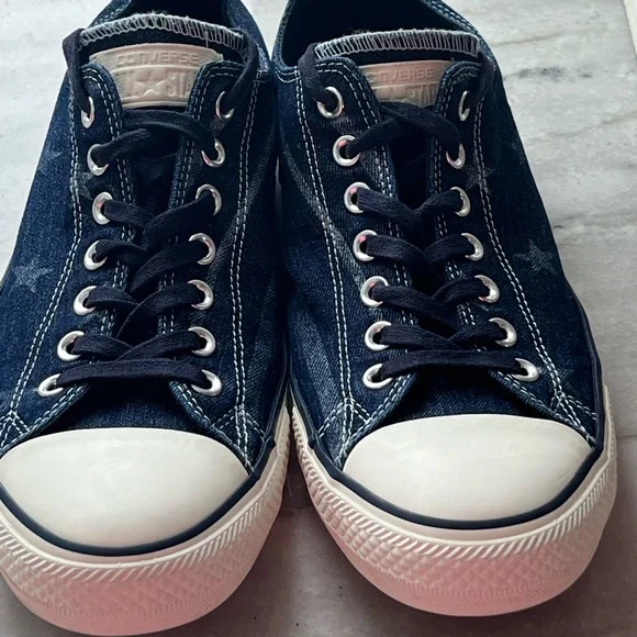 CHUCK TAYLOR CONVERSE DENIM FLAG SNEAKERS STARS STRIPES 4th JULY Mens 9.5 /W11.5 - Picture 11 of 16